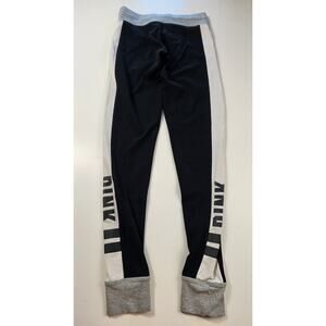 VXS Victoria's Secret XS black white leggings color block spell out grunge emo